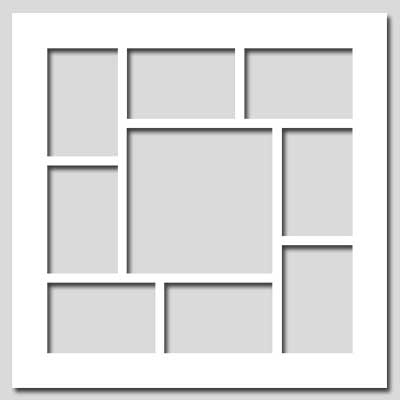 Multiple Opening 20x20 Pre Cut Collage Photo Mat - 8x8 x 1, 4x6 x 8 Windows