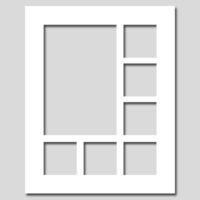 16x20 Pre Cut Collage Photo Mat - 8x12 x 1, 4x4 x 6 Windows